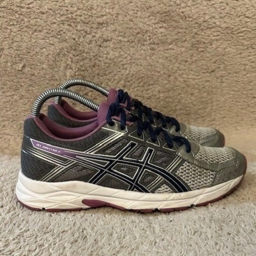 ASICS Gel-Contend 4 Shoes Womens Size 7.5 Running Grey Silver Plum Purple T765N